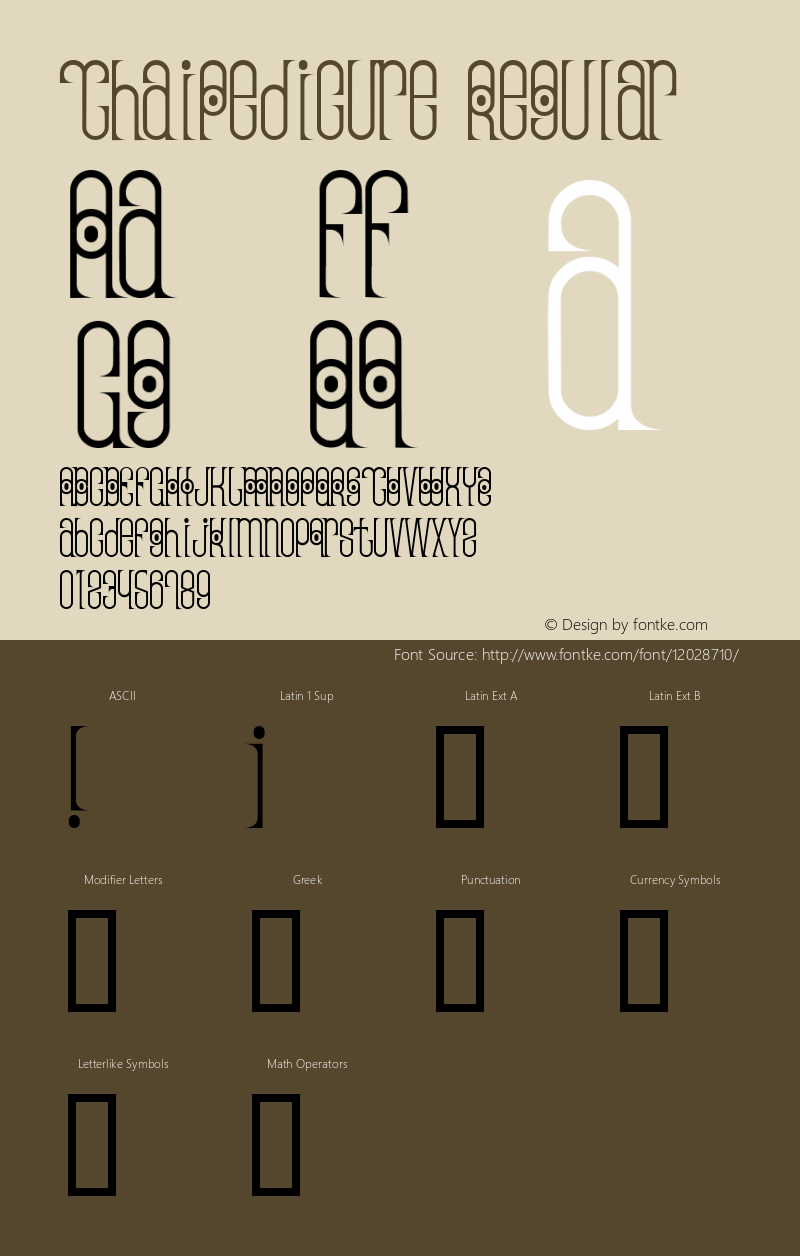 ThaiPedicure Regular Macromedia Fontographer 4.1.5 2/8/04 Font Sample