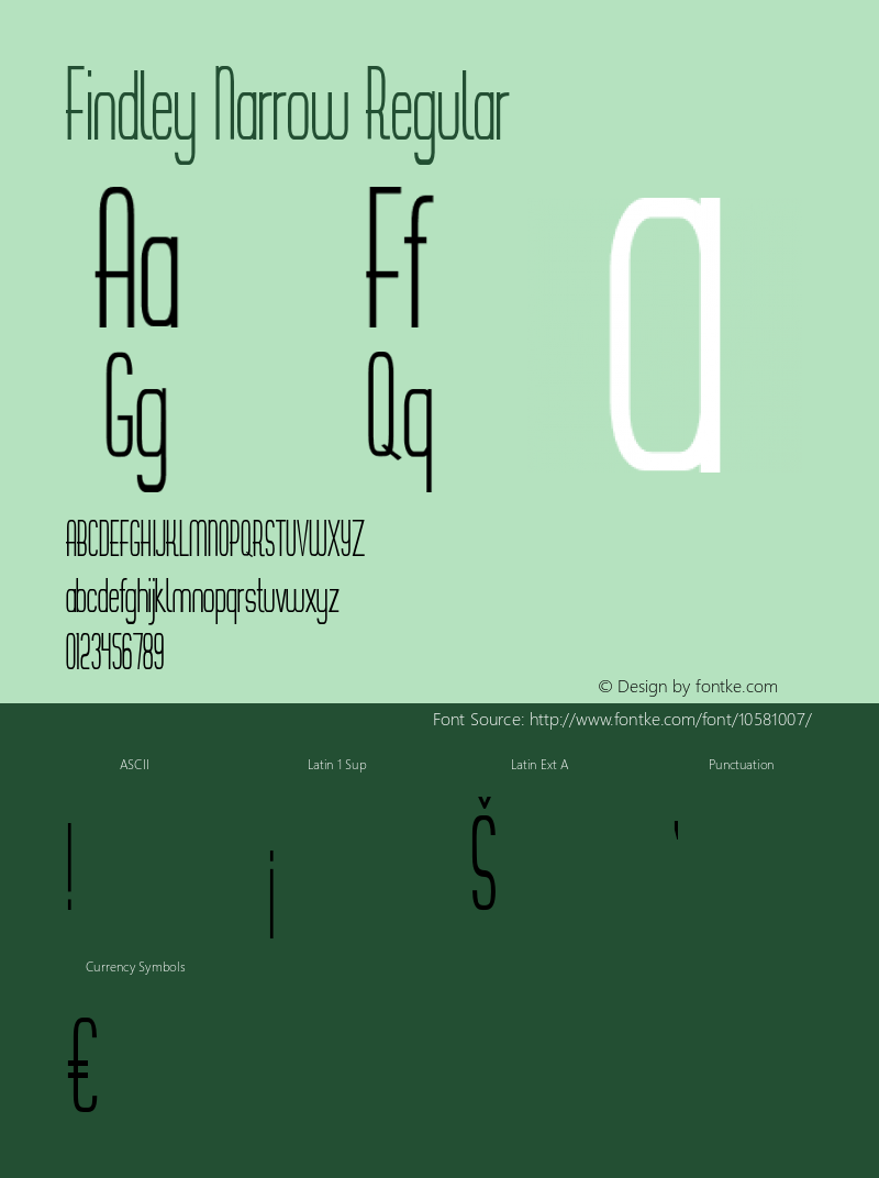 Findley Narrow Regular Version 1.000 Font Sample