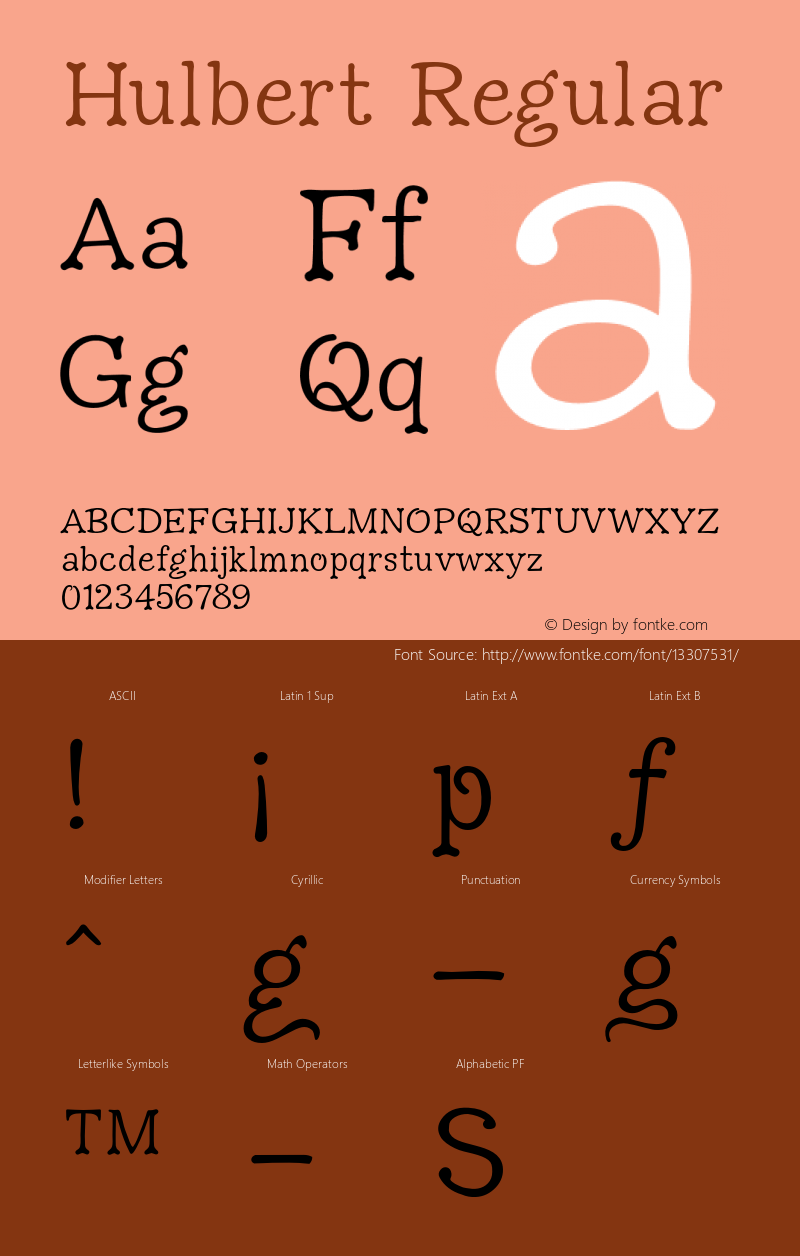 Hulbert Regular Version 1.000;PS 001.000;hotconv 1.0.38 Font Sample