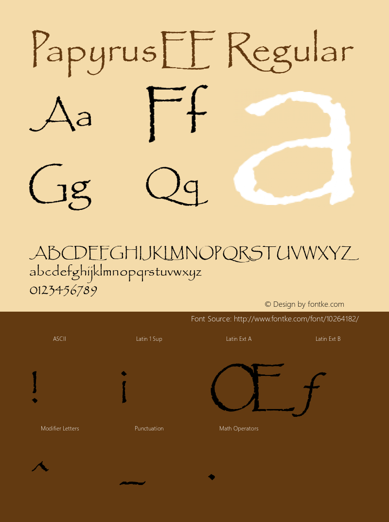 PapyrusEF Regular Version 001.000 Font Sample