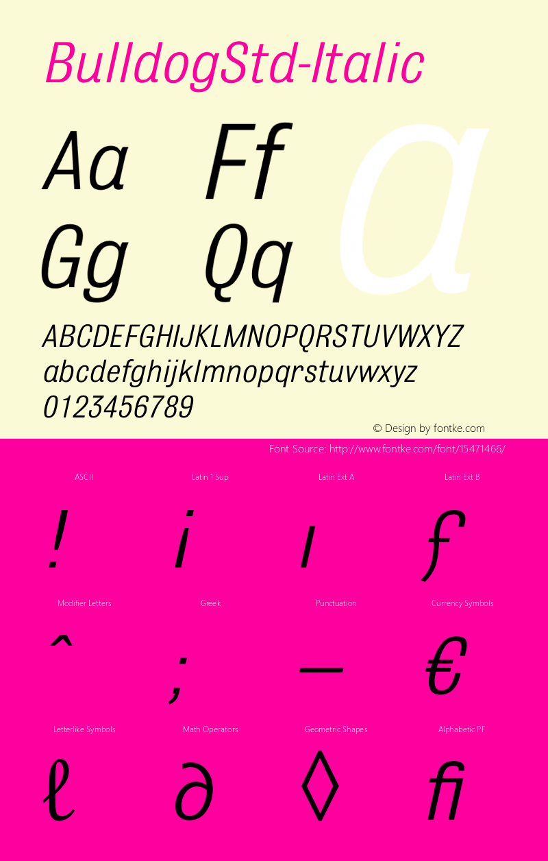 BulldogStd-Italic ☞ Version 1.005 2007;com.myfonts.easy.clubtype.bulldog-std.std-italic.wfkit2.version.33Ys Font Sample