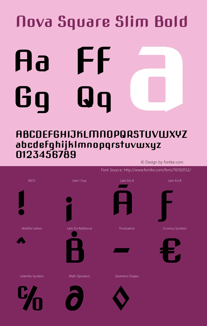 Nova Square Slim Bold Version 3.0.0; 2020-05-26 Font Sample