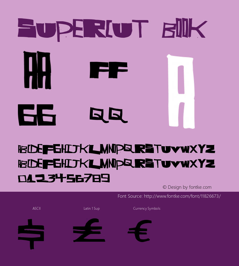 SuperCut Book Version 1.00 November 19, 20 Font Sample