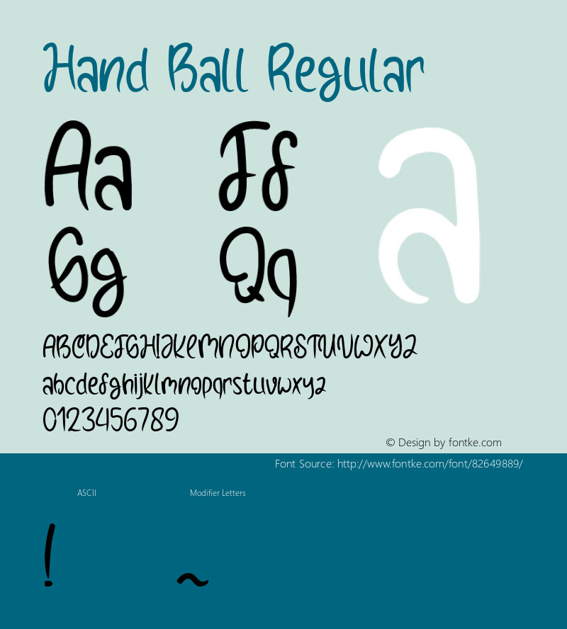 Hand Ball Version 1.000 Font Sample