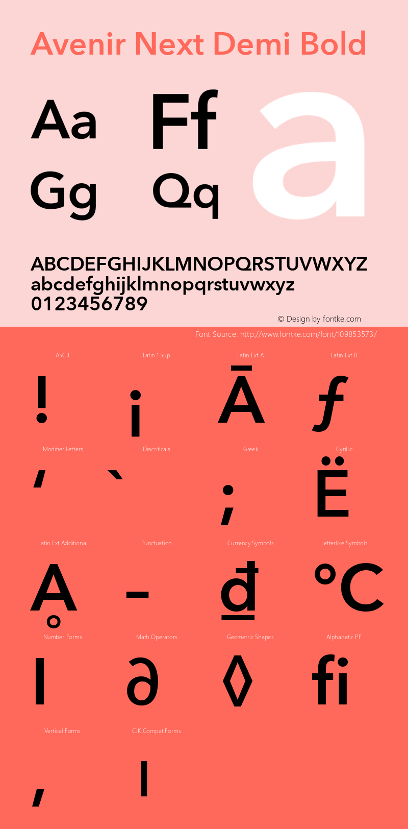 Avenir Next Demi Bold 13.0d1e10 Font Sample