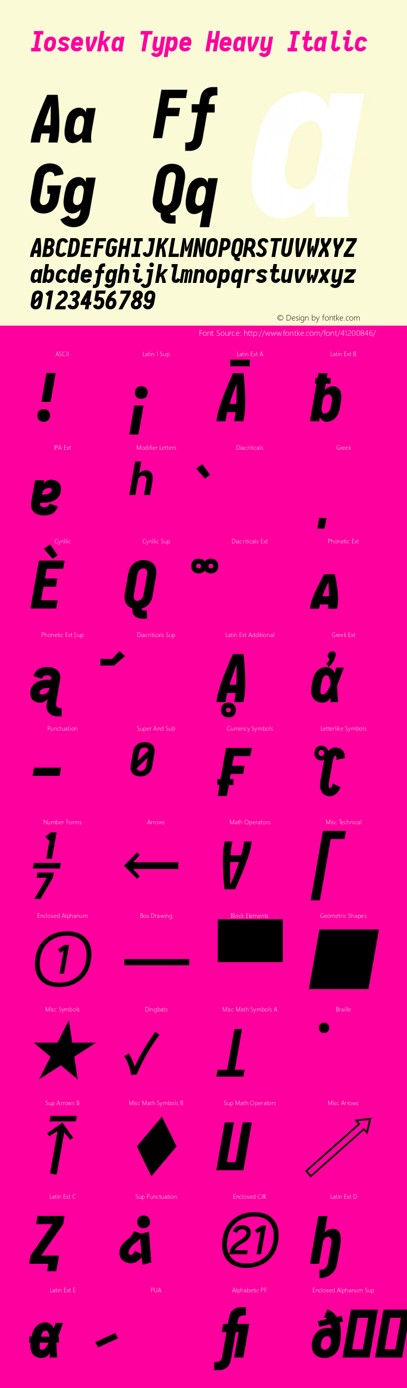 Iosevka Type Heavy Italic 2.3.1 Font Sample