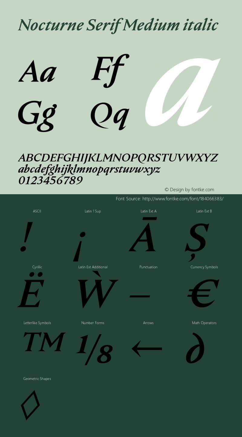 Nocturne Serif Medium italic Version 1.000;PS 001.000;hotconv 1.0.88;makeotf.lib2.5.64775图片样张