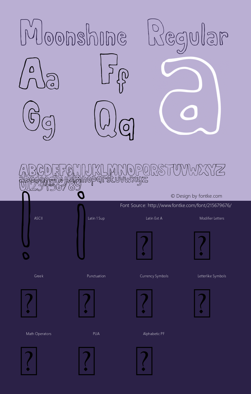Moonshine Version 1.00;November 29, 2021;FontCreator 11.5.0.2430 64-bit图片样张