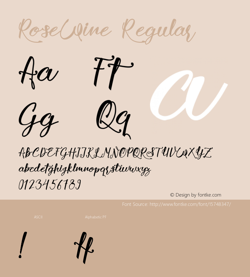 RoseWine Regular Version 1.000 Font Sample