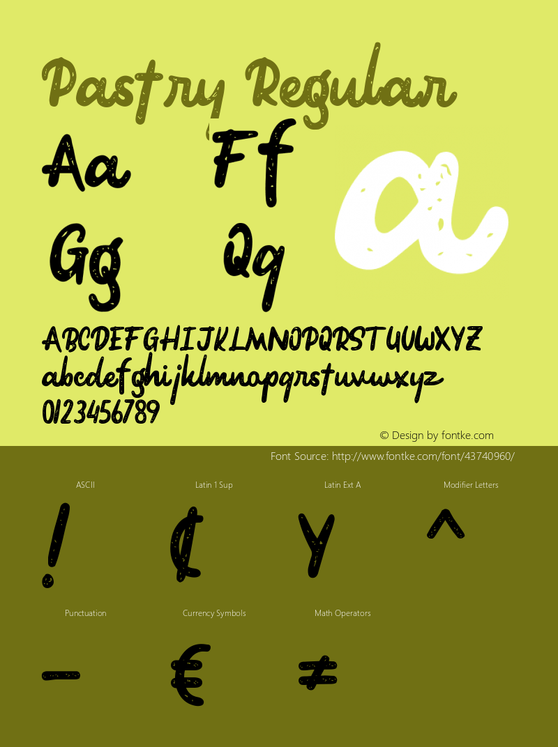 Pastry Version 1.002;Fontself Maker 3.4.0 Font Sample