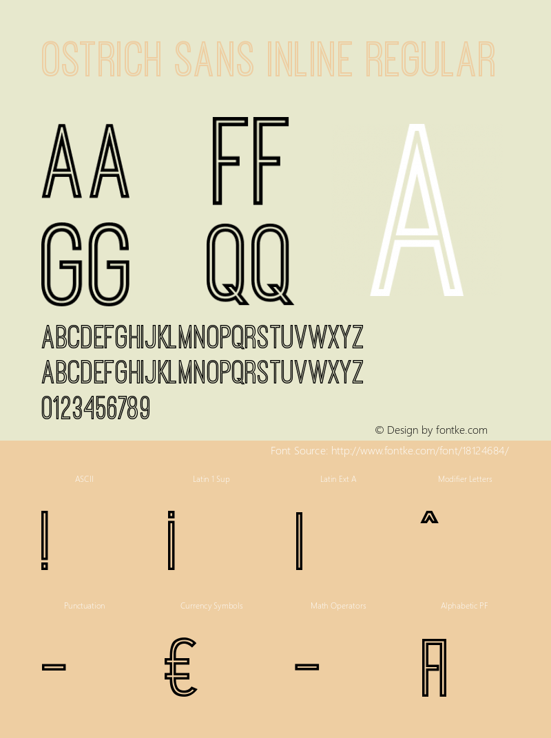 Ostrich Sans Inline Regular Version 1.002 Font Sample