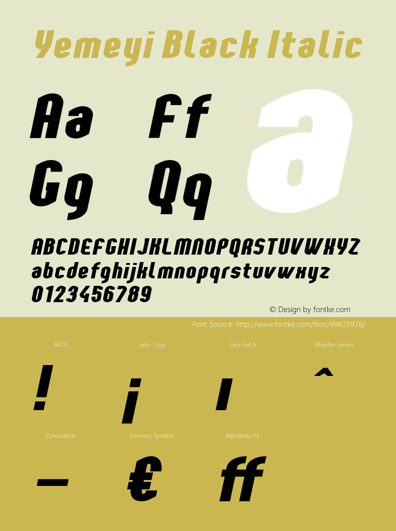 YemeyiBlackItalic Version 1.0; Jan 2021 by Audry Kitoko Makelele Font Sample