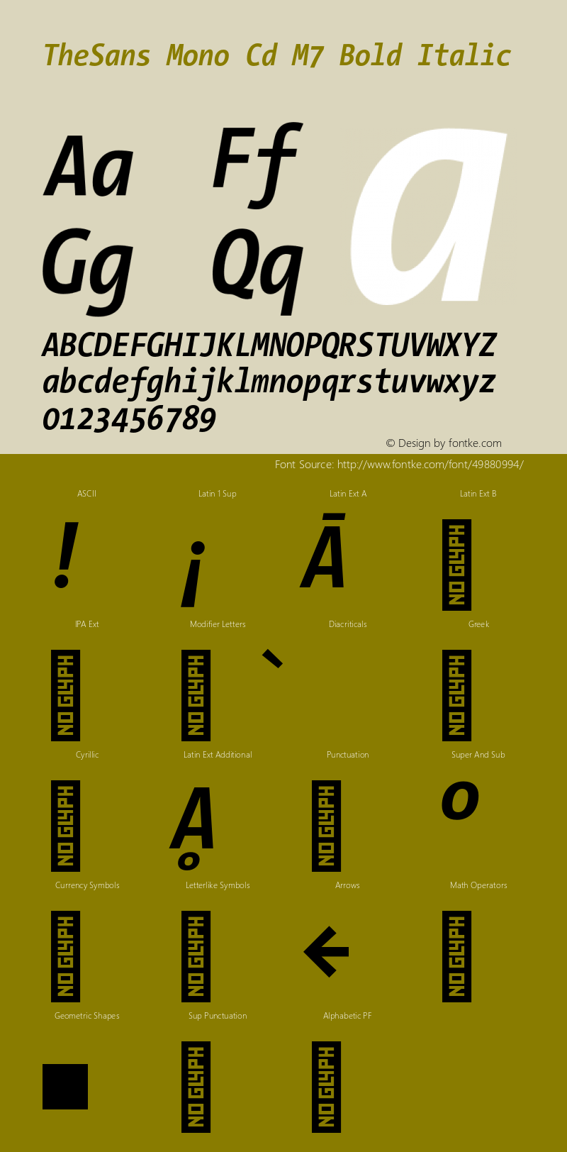 TheSansMono-CdM7BoldItalic 3.006 Font Sample