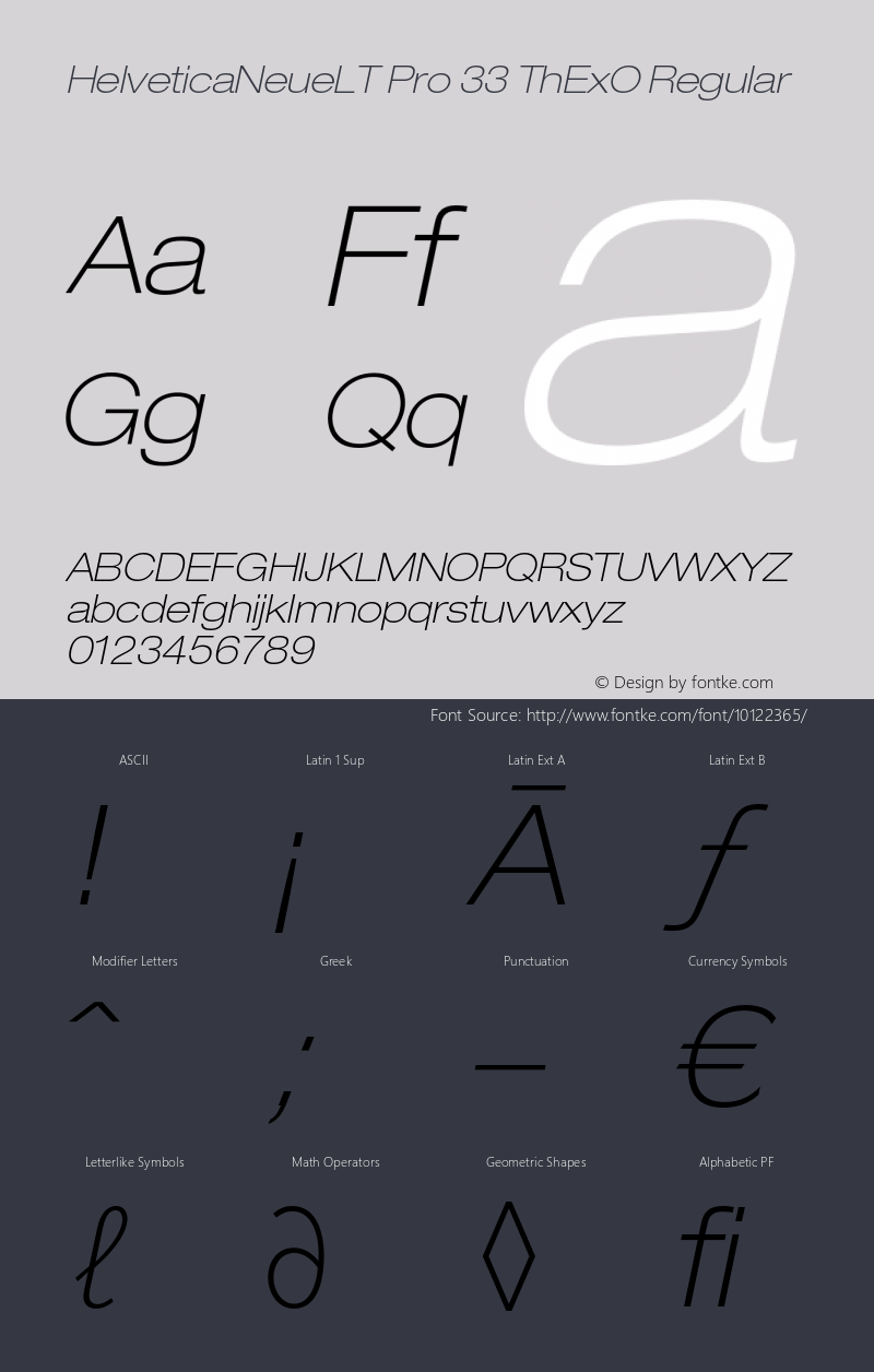 HelveticaNeueLT Pro 33 ThExO Regular Version 1.000;PS 001.000;Core 1.0.38 Font Sample