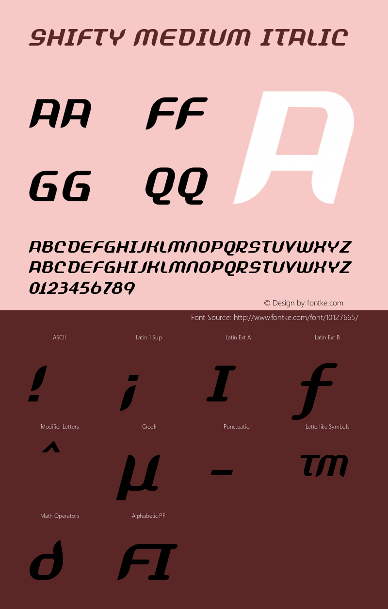 Shifty Medium Italic 001.000 Font Sample