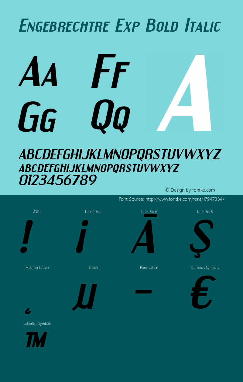 Engebrechtre Exp Bold Italic OTF 3.000;PS 001.001;Core 1.0.29 Font Sample