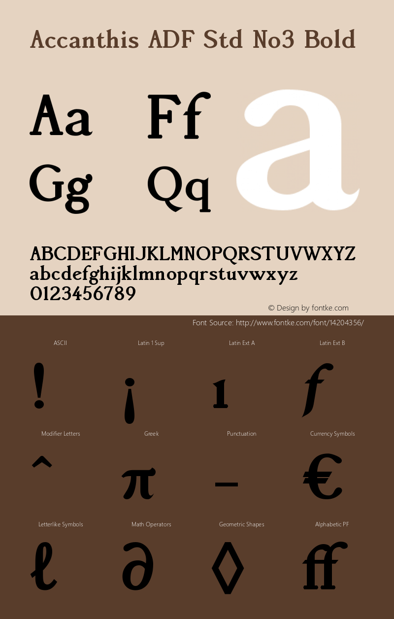 Accanthis ADF Std No3 Bold Version 1.008 Font Sample