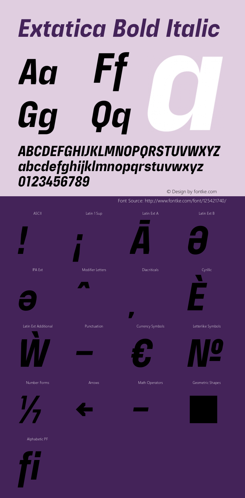 Extatica-BoldItalic Version 1.000; ttfautohint (v0.97) -l 8 -r 50 -G 200 -x 14 -f dflt -w G Font Sample