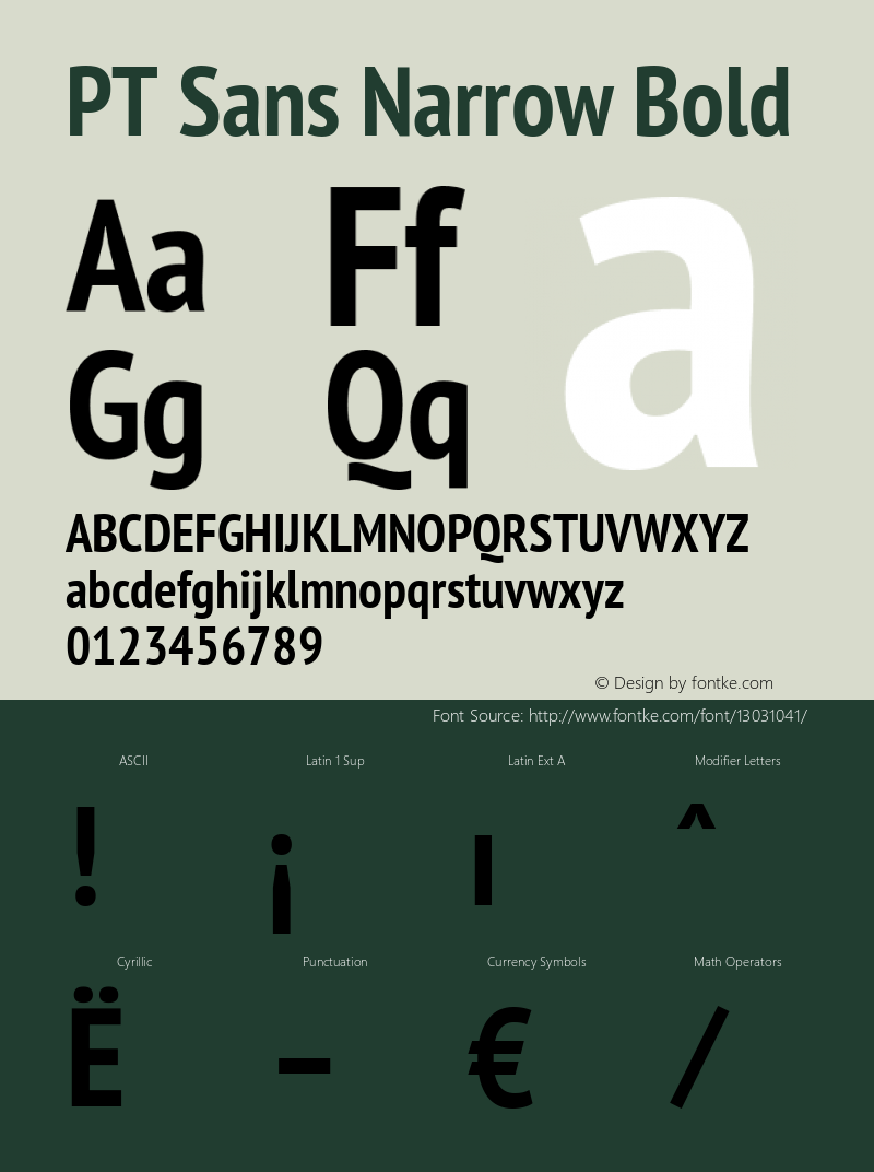 PT Sans Narrow Bold Version 2.003W OFL Font Sample