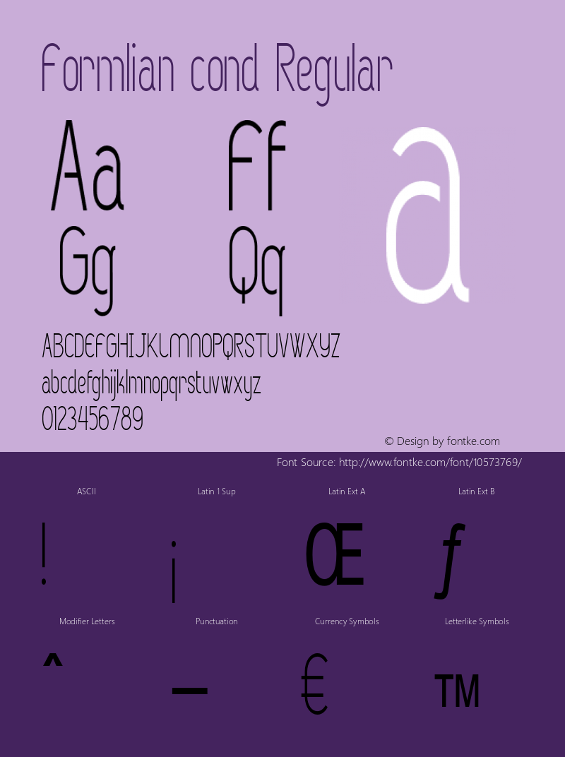 Formlian cond Regular Version 1.000 Font Sample