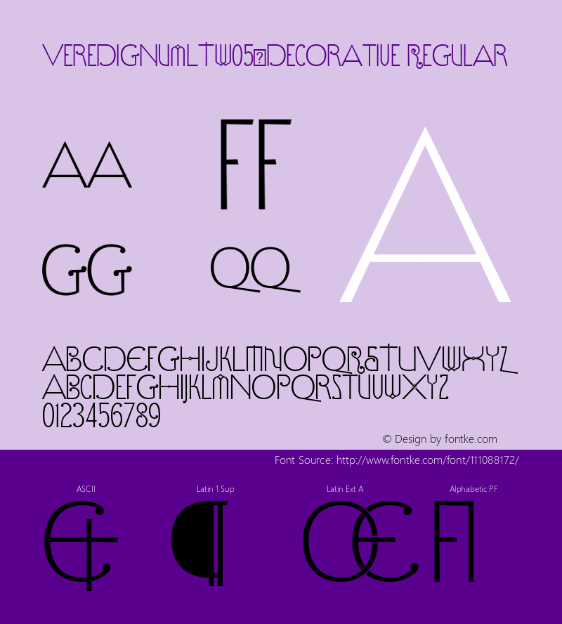 Vere Dignum LT W05 Decorative Version 2.10 Font Sample