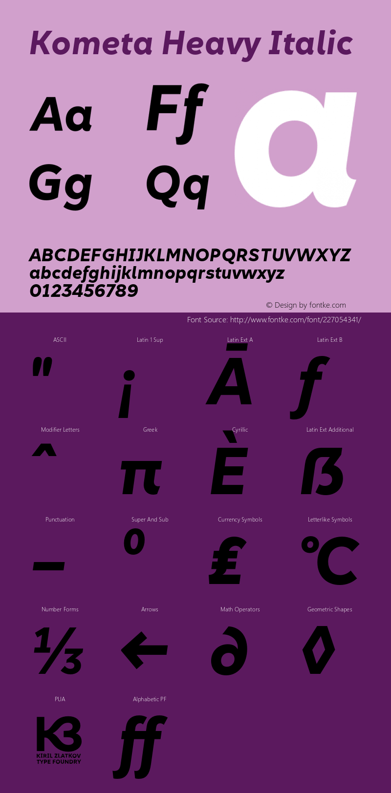 Kometa-HeavyItalic Version 1.790图片样张