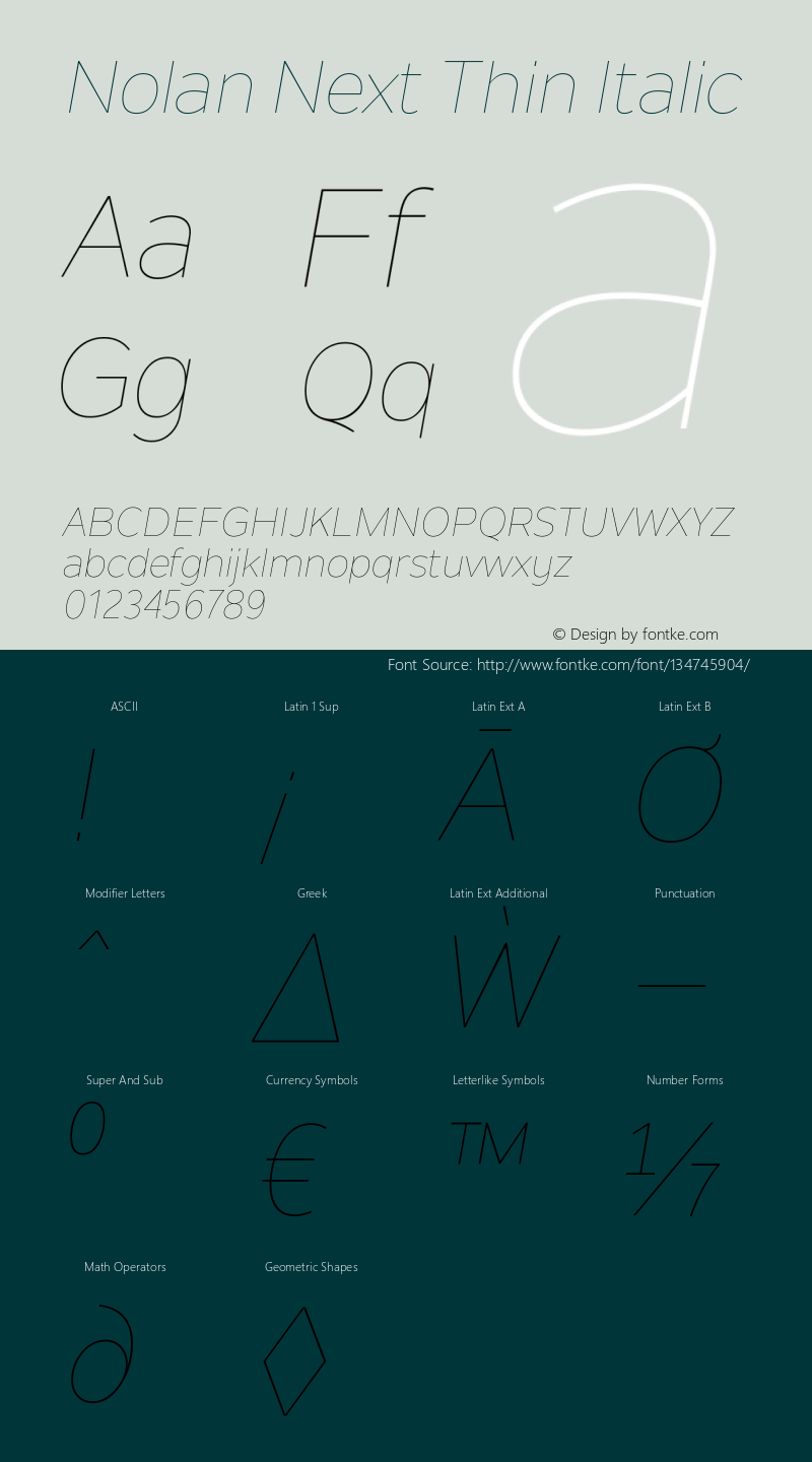 Nolan Next Thin Italic Version 1.00 March 2, 2016, initial release Font Sample