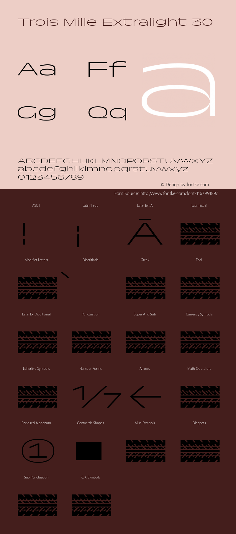 Trois Mille Extralight 30 Version 1.000;hotconv 1.0.109;makeotfexe 2.5.65596 Font Sample