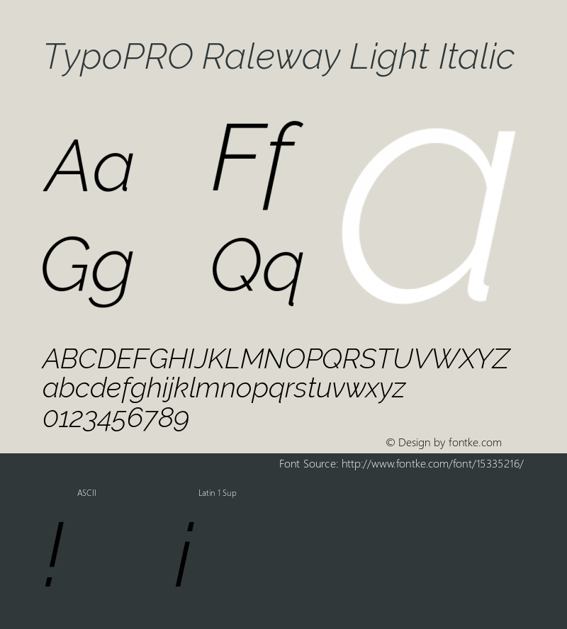 TypoPRO Raleway Light Italic Version 3.000; ttfautohint (v0.96) -l 8 -r 28 -G 28 -x 14 -w 