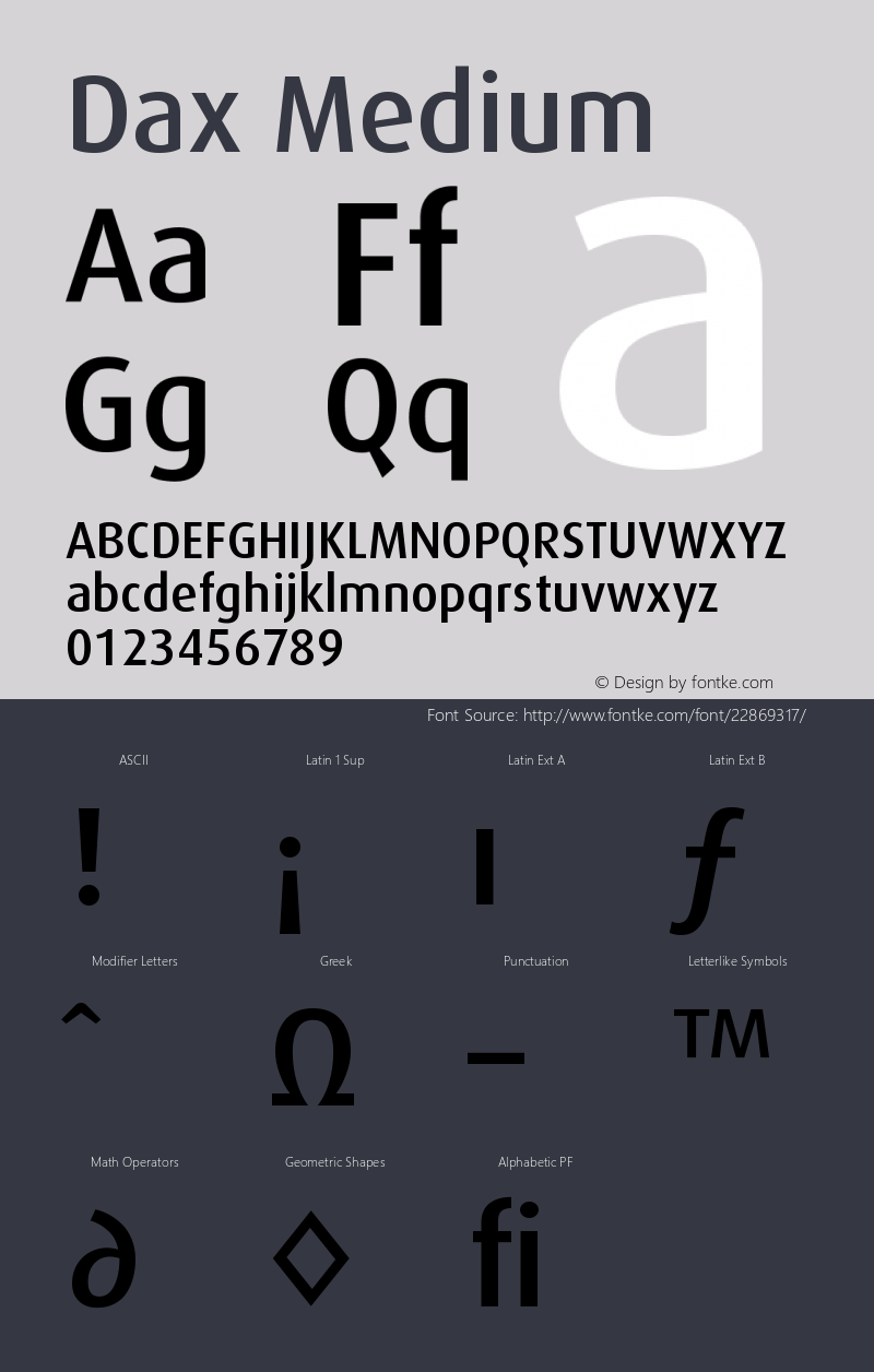 Dax-Medium Version 001.002; t1 to otf conv Font Sample