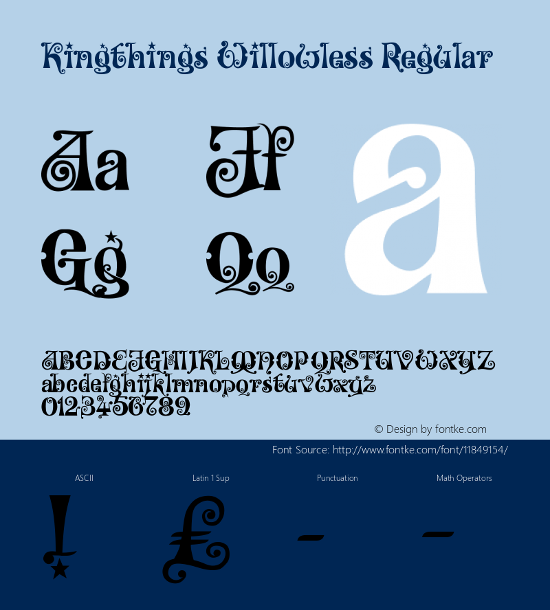 Kingthings Willowless Regular 1.00 Font Sample