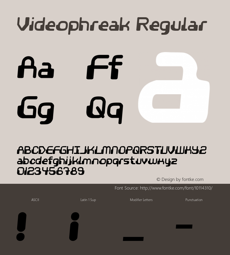 Videophreak Regular 2 Font Sample