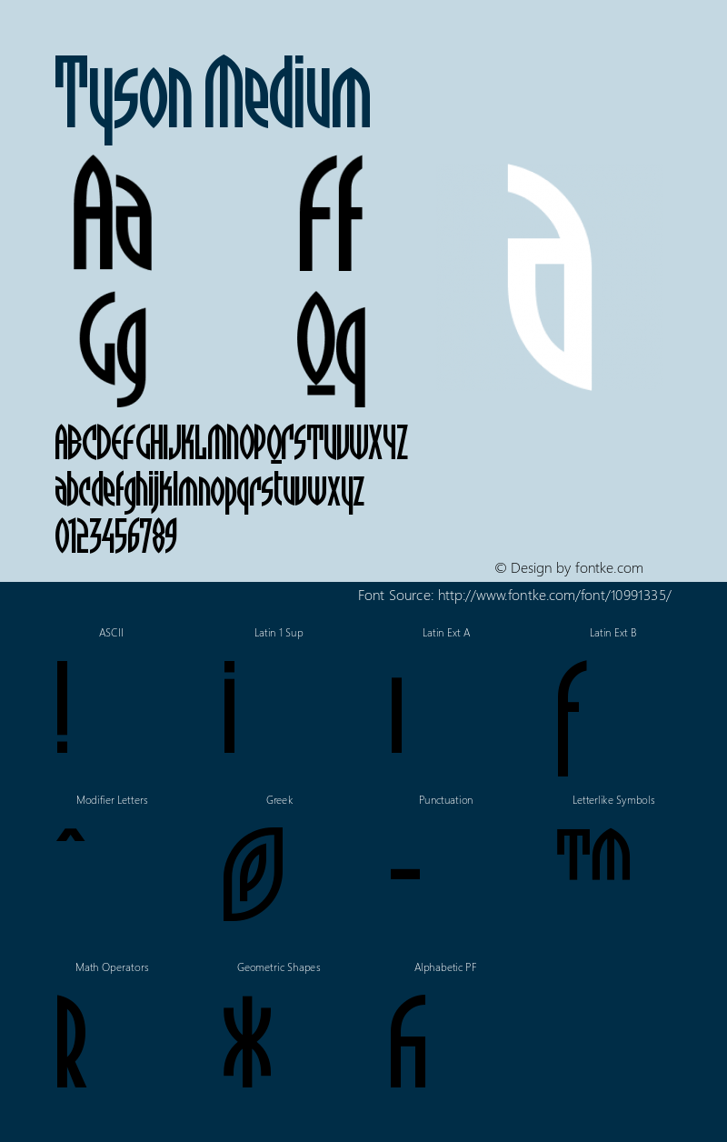 Tyson Medium Version 001.000 Font Sample