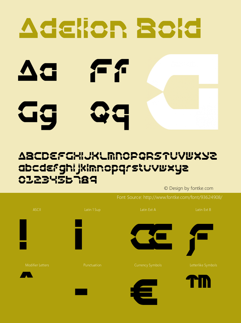 Adelion-CondensedBold Version 1.000 Font Sample