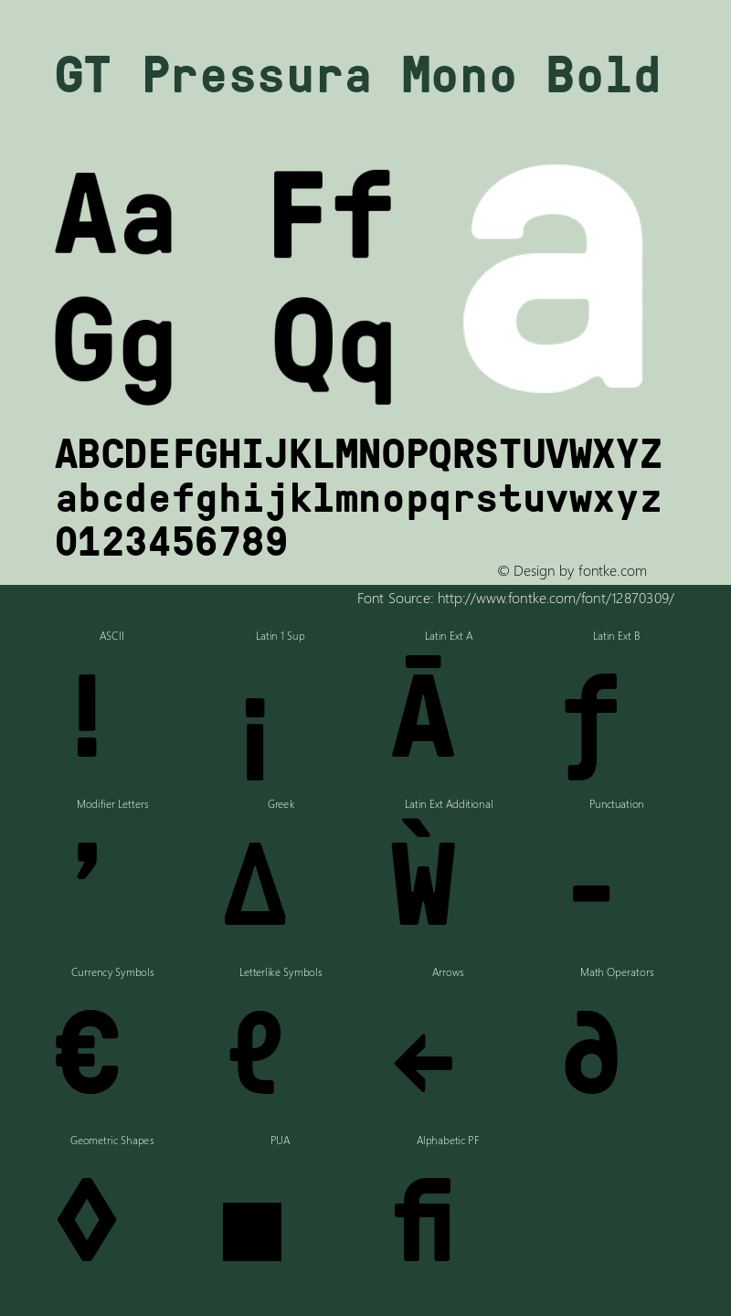 GT Pressura Mono Bold Version 1.000 Font Sample