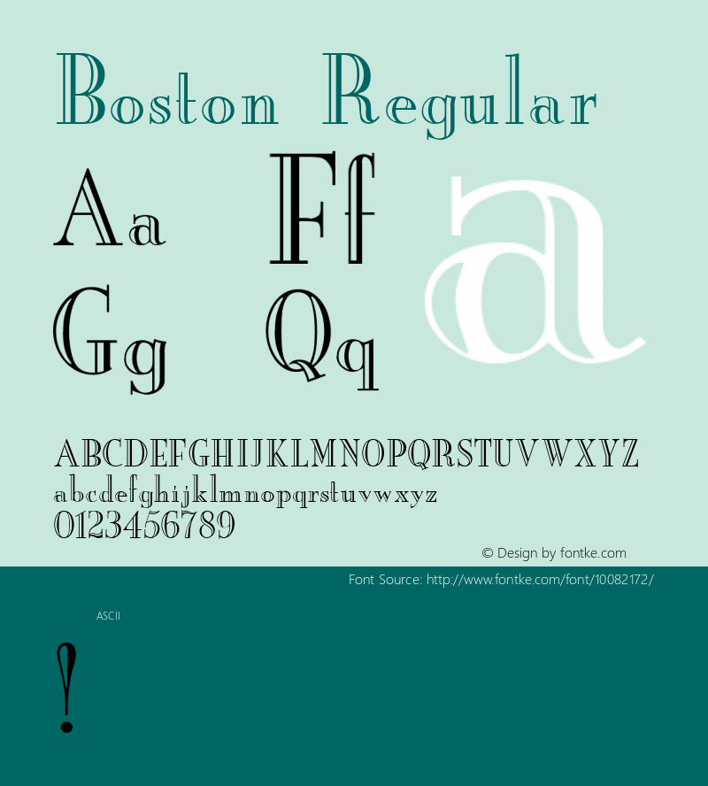 Boston Regular Unknown Font Sample