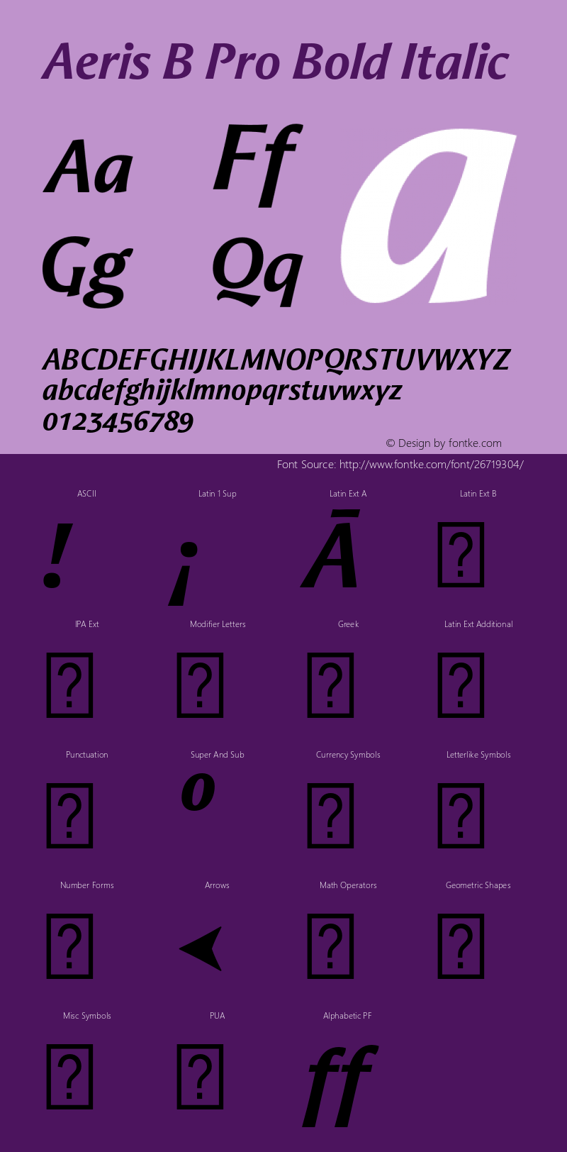 AerisBPro-BoldItalic Version 1.00 Font Sample