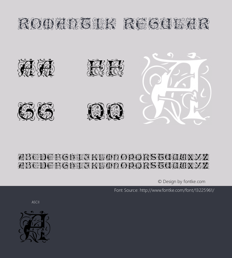 Romantik Regular Version 001.023 Font Sample