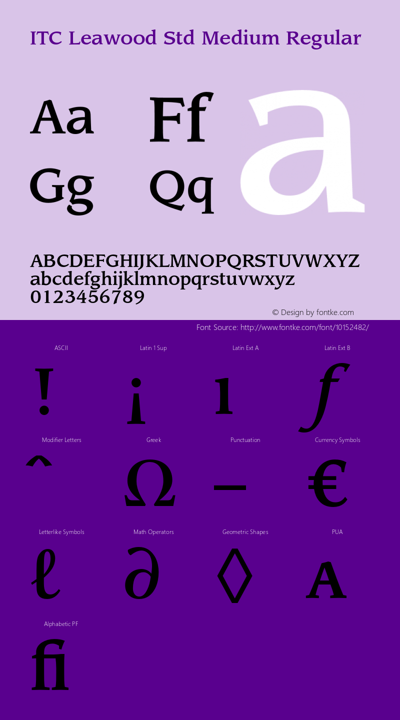 ITC Leawood Std Medium Regular Version 1.180;PS 001.000;hotconv 1.0.38 Font Sample