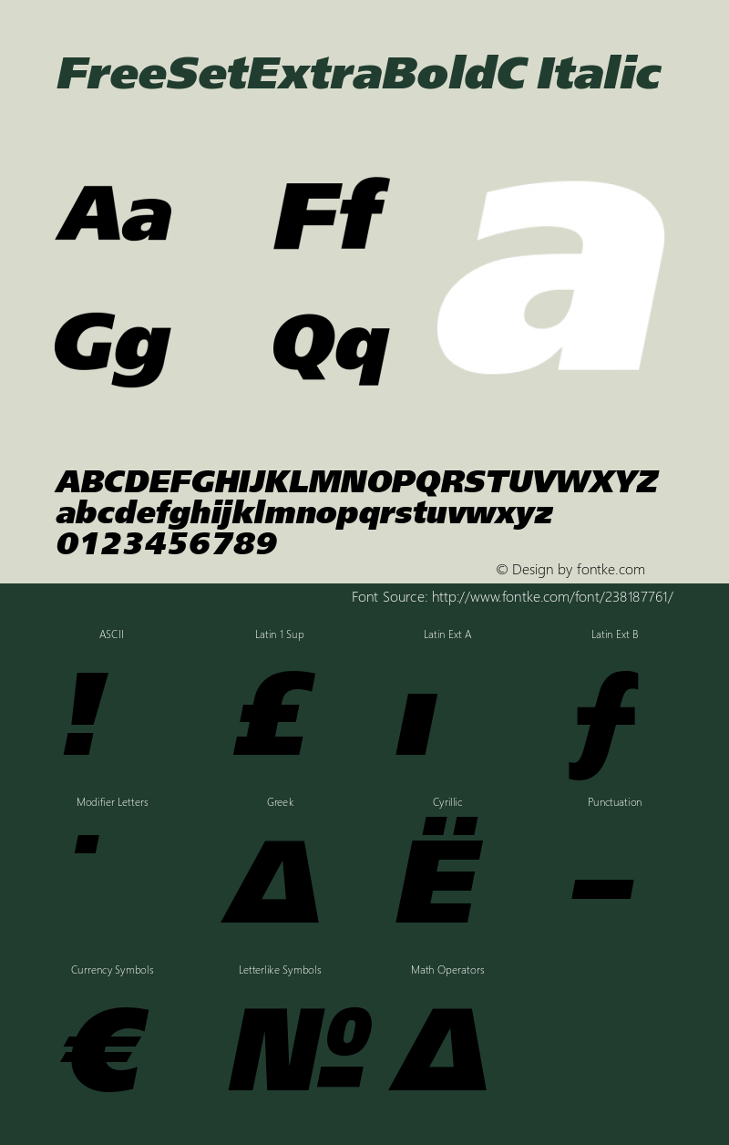 FreeSetExtraBoldC-Italic 001.000图片样张