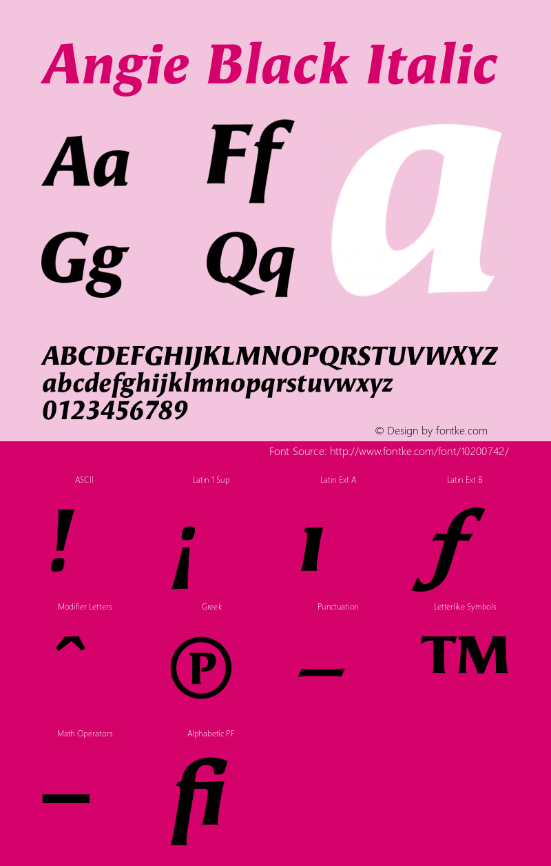 Angie Black Italic 001.000 Font Sample