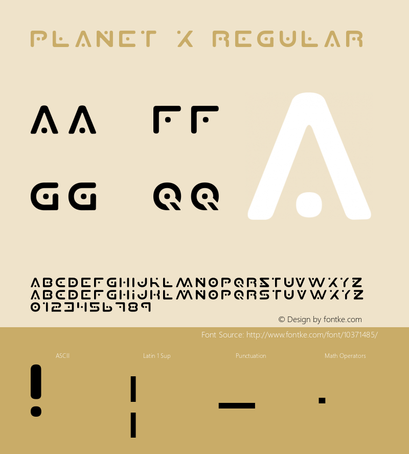 Planet X Regular 1 Font Sample