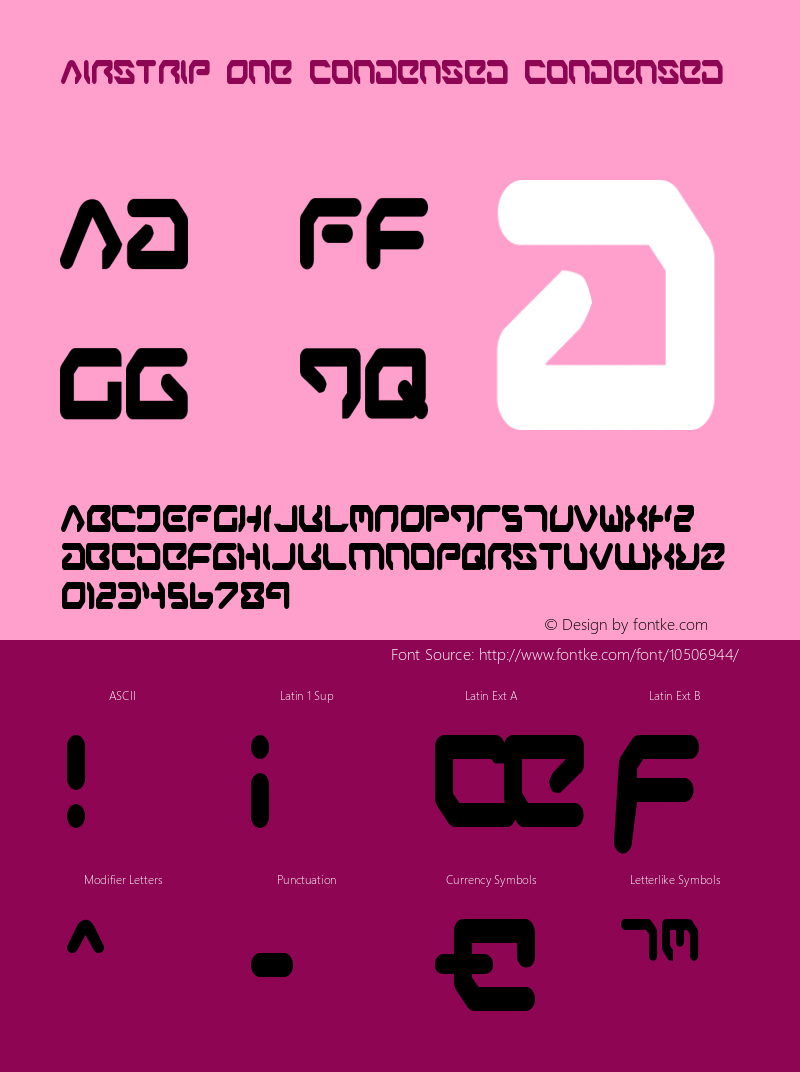 Airstrip One Condensed Condensed Version 1.0; 2003; initial release Font Sample