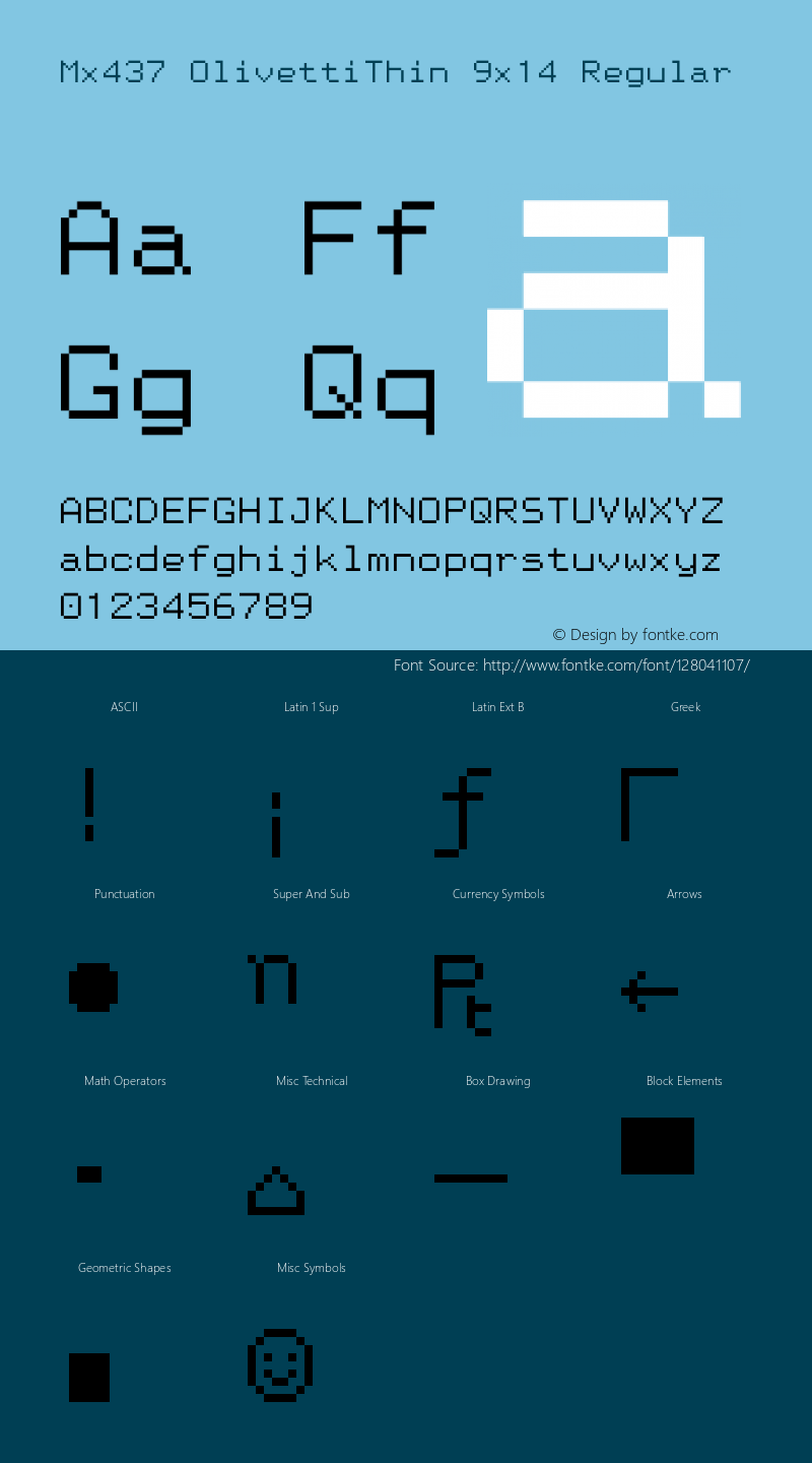 Mx437 OlivettiThin 9x14 v2.2-2020-11 Font Sample