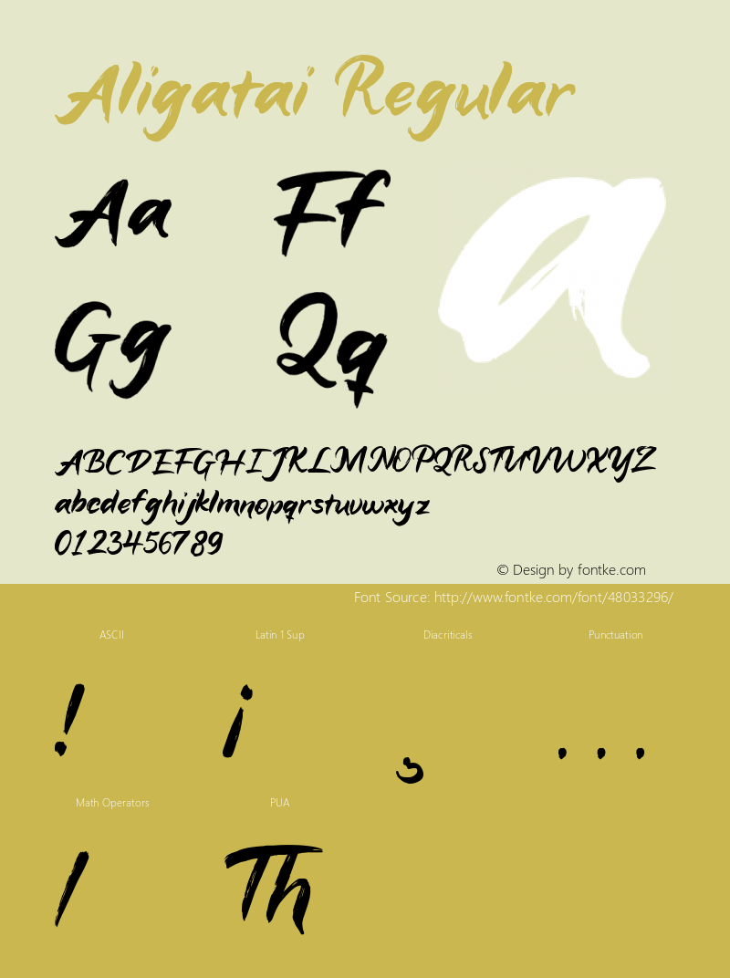 Aligatai Version 1.00;December 2, 2019;FontCreator 12.0.0.2547 64-bit Font Sample