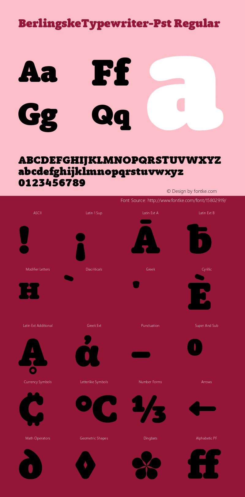 BerlingskeTypewriter-Pst Regular Version 1.003 Font Sample