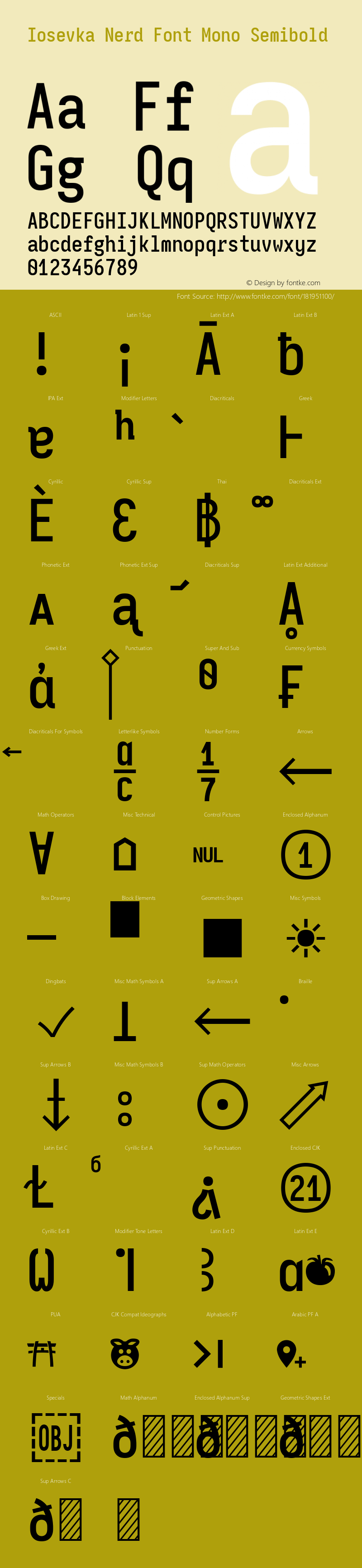 Iosevka Mayukai Monolite Semibold Nerd Font Complete Mono Version 10.3.4; ttfautohint (v1.8.4)图片样张