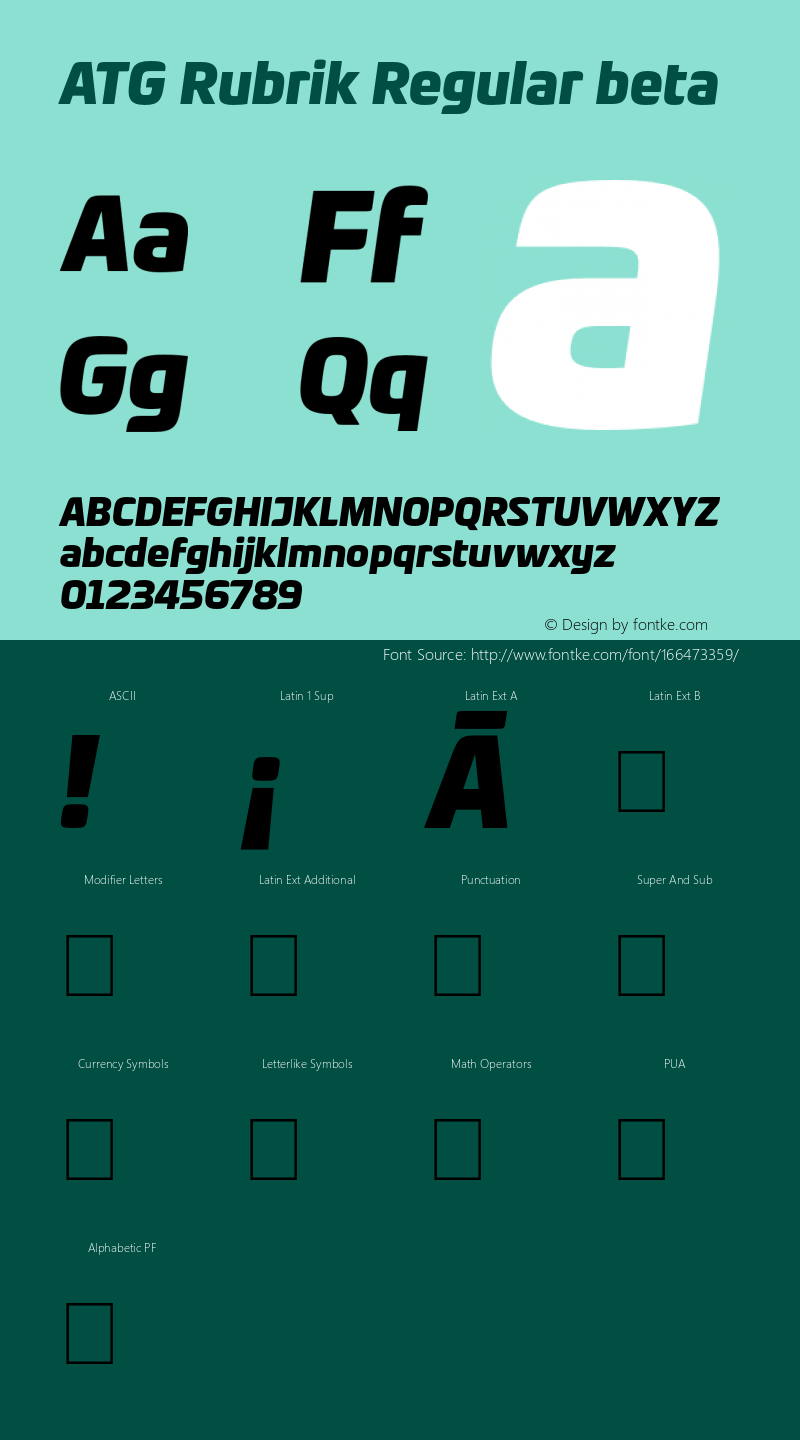 ATGRubrik-RegularBeta Version 000.002; beta Font Sample