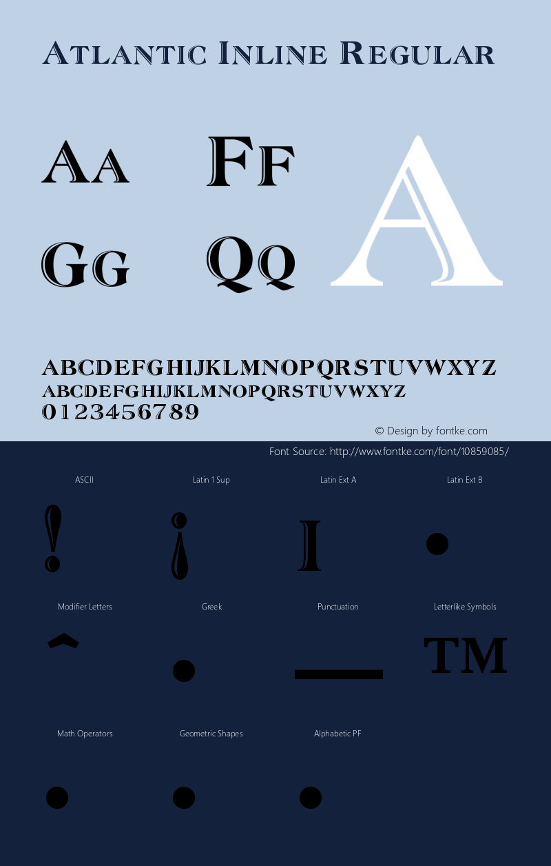 Atlantic Inline Regular Version 0.0 Font Sample