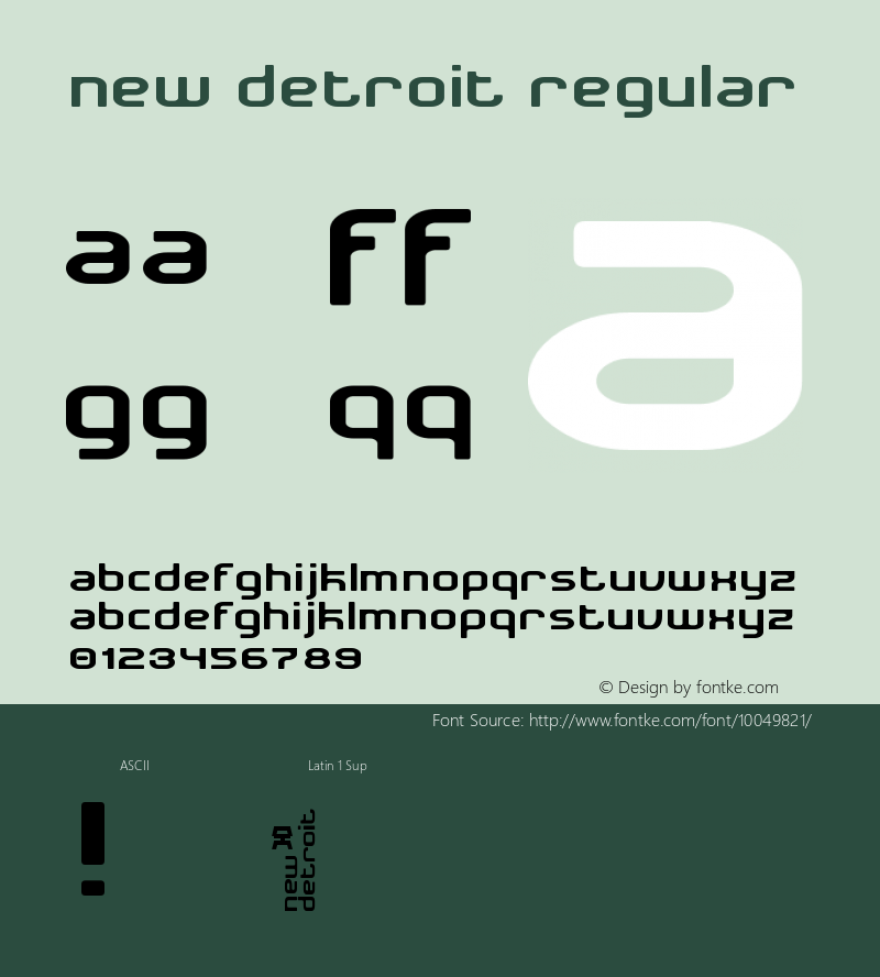 New Detroit Regular Unknown Font Sample